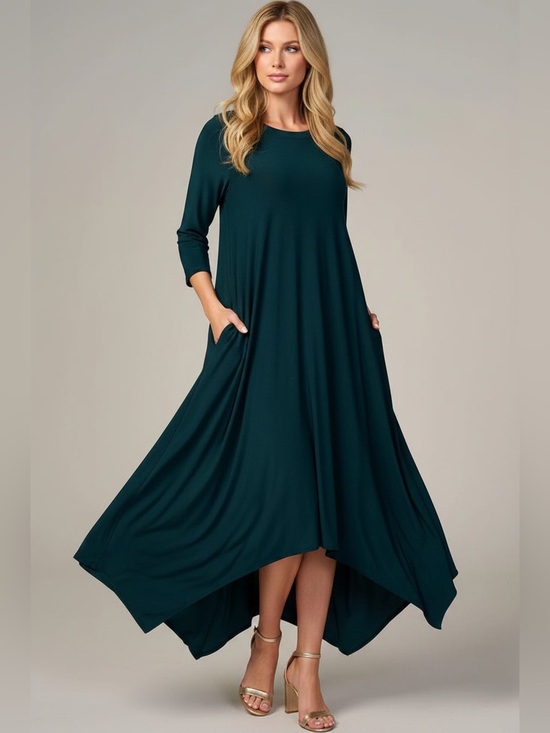 unkown Dresses & Skirts - Teal Green Long Sleeve Maxi Dress with Sparkle Waist